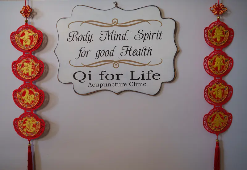Qi For Life Acupuncture clinic sign - Body, Mind, Spirit for good Health